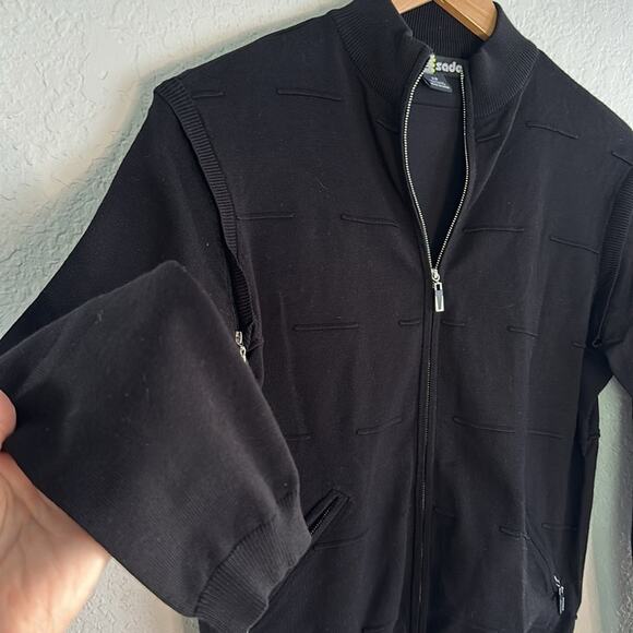 NEW Jamie Sadock Black Full Zip Jacket Vest Zip Pockets Removable Sleeve Golf - Picture 4 of 10